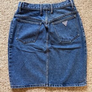 Vintage 80s Guess Georges Marciano Indigo Denim Mini Skirt Size 31 High Waist
